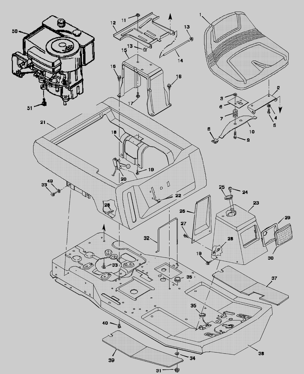 Body Chassis Diagram and Parts List for 30546X4A  Briggs and Stratton Lawn Tractor